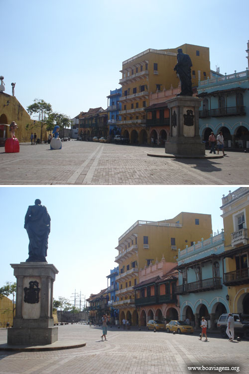 Plaza de Bolivar dentro da cidade amuralhada em Cartagena