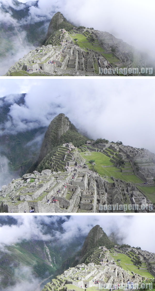 Macchu Picchu semi encoberta pelas nuvens - 9 da manhã