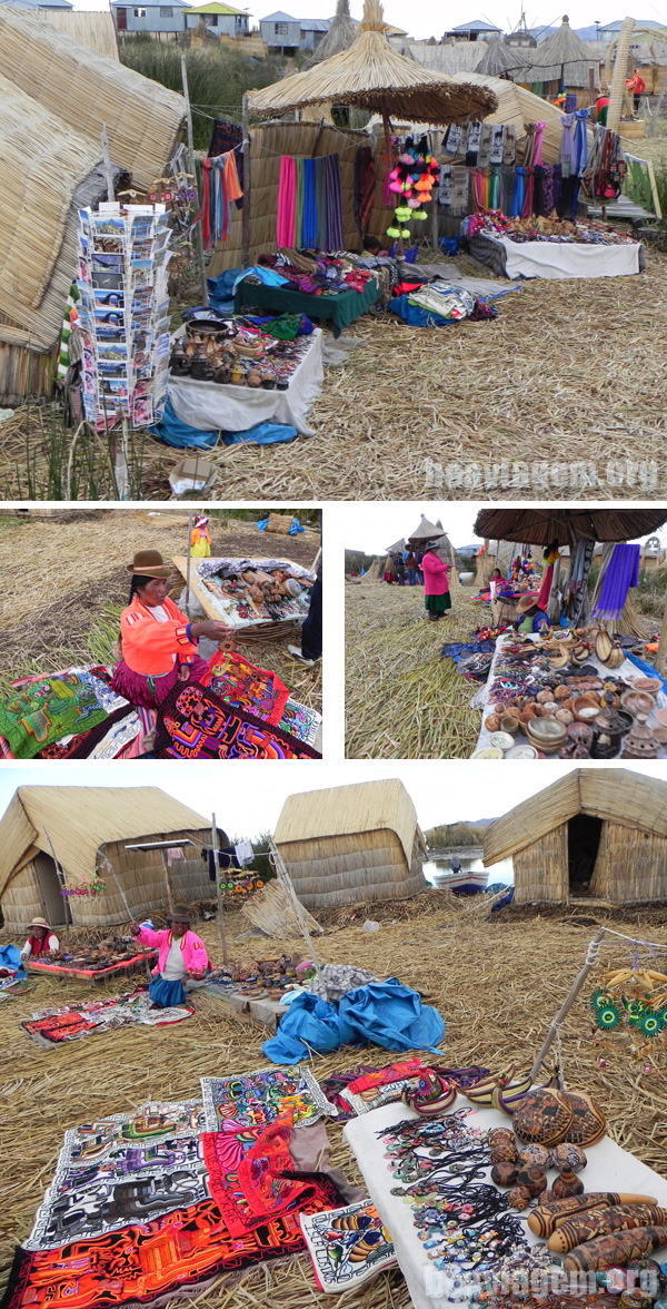 Comércio de artesanatos nas Ilhas Urus - Titicaca peruano
