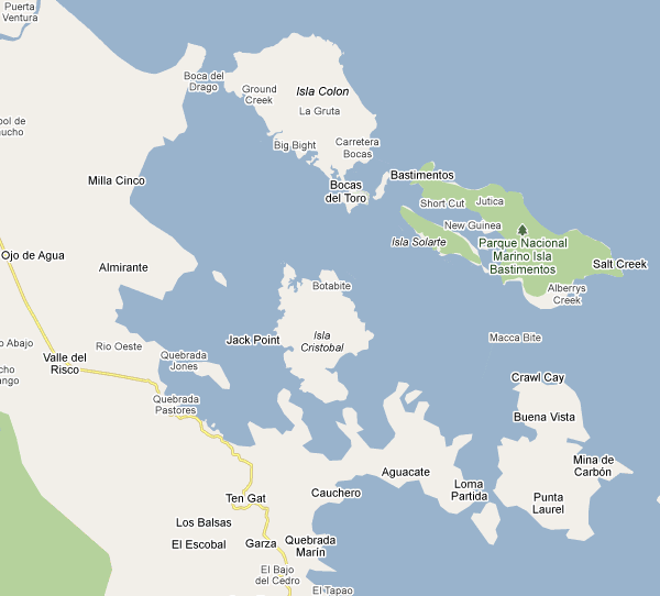 Mapa do arquipélago de Bocas del Toro