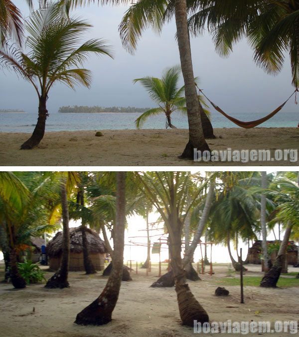 E aqui o visual incrível dos coqueiros de uma ilha caribenha em San Blás