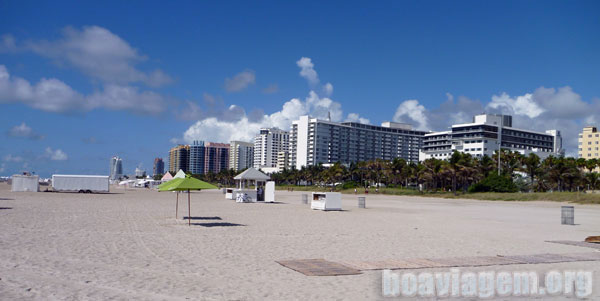 Visão da praia de Miami Beach