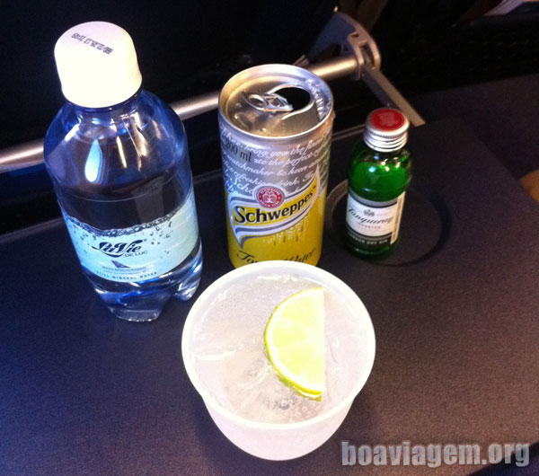 Schweppes + water + Gin + lemon + ice