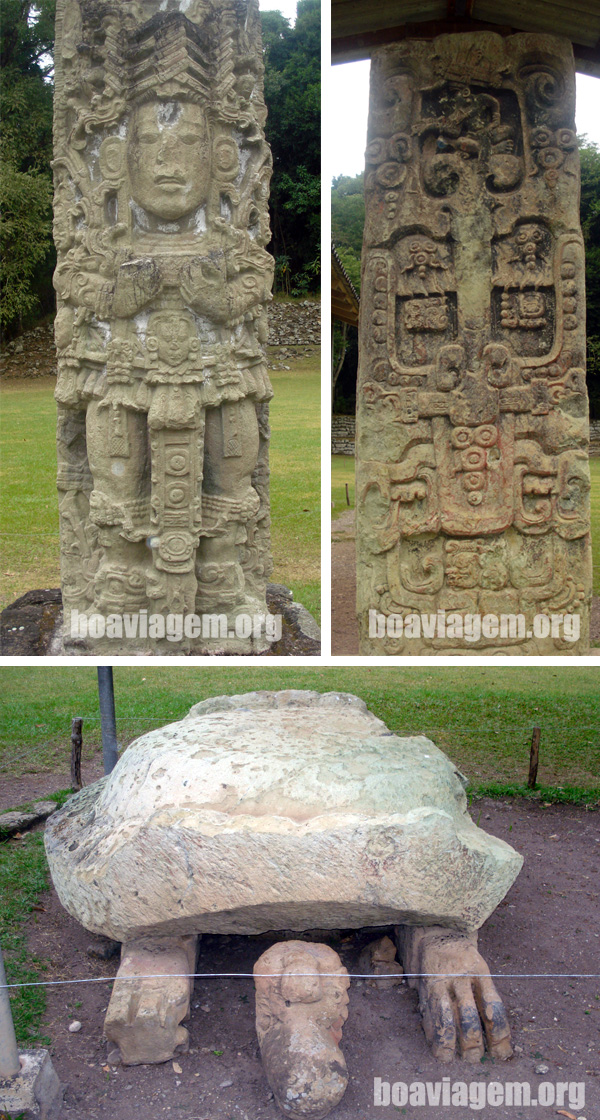 Altares e pedra talhada em formato de tartaruga