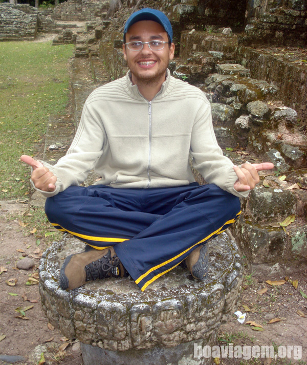 Luiz Jr. nas ruínas de Copán