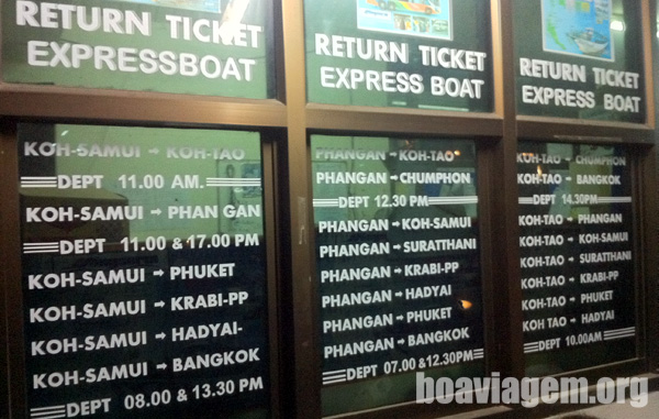 Tabelas de horários do Ferry em Surat Thani