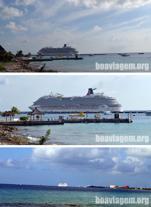 Navios de cruzeiros atracados na Ilha de Cozumel