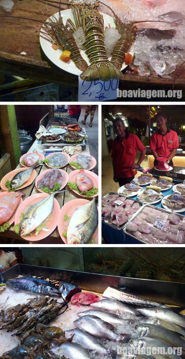 lagosta, peixes, frutos do mar em Koh Samui, Tailandia
