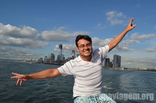 No ferry para Staten Island, com Manhattan ao fundo