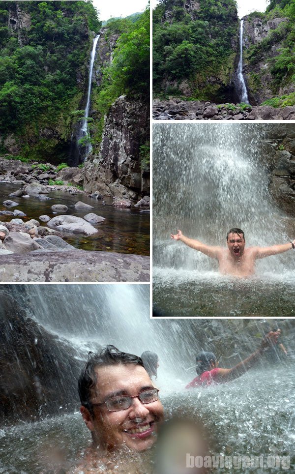 Lavando a alma em uma das cachoeiras da Trilha do Rio do Boi