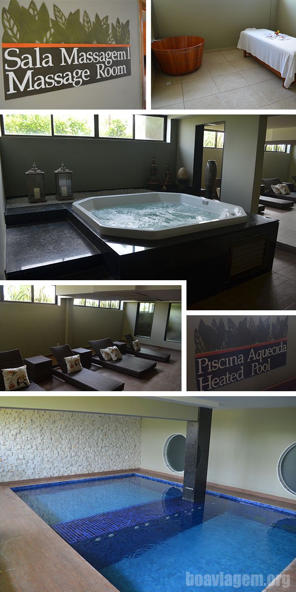 Sala de massagem, spa e piscina aquecida