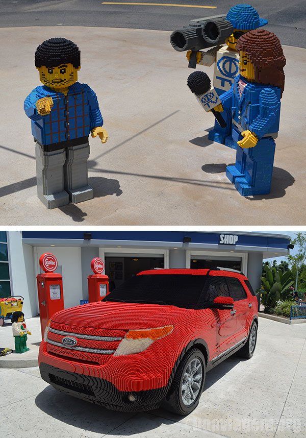 Mídia Crew e um carro da Ford em tamanho real construído com peças de Lego