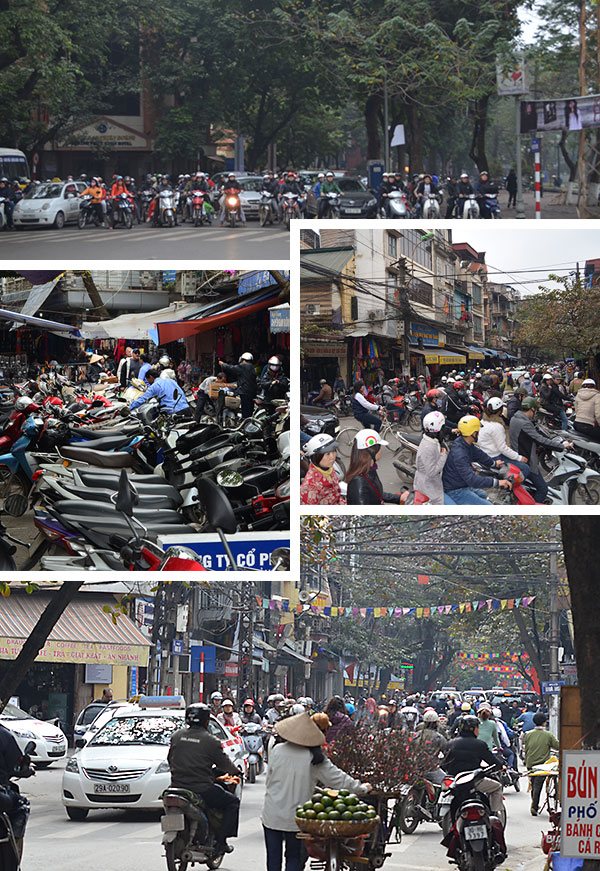 Tráfego intenso nas ruas do centro de Hanói