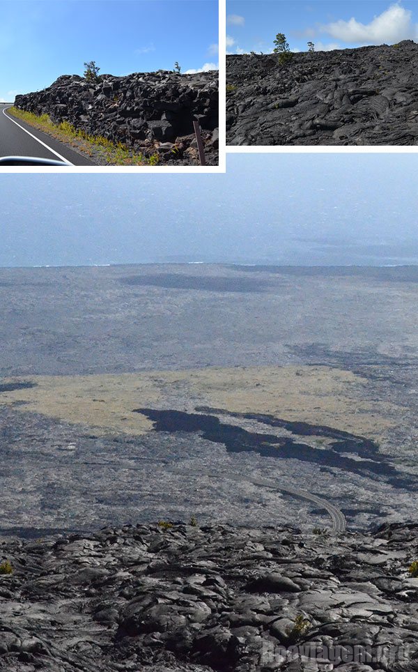 Rodovia esculpida no meio da lava no Parque dos Vulcões