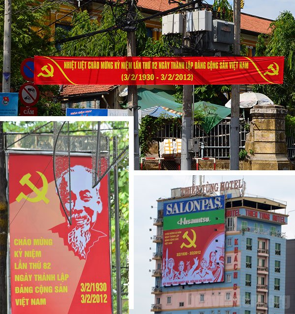 Cartazes, outdoors e faixas pelas ruas de Ho Chi Minh