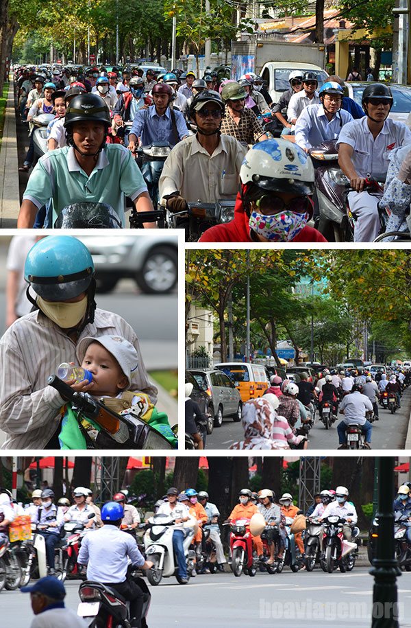 Trânsito intenso nas ruas de Ho Chi Minh City