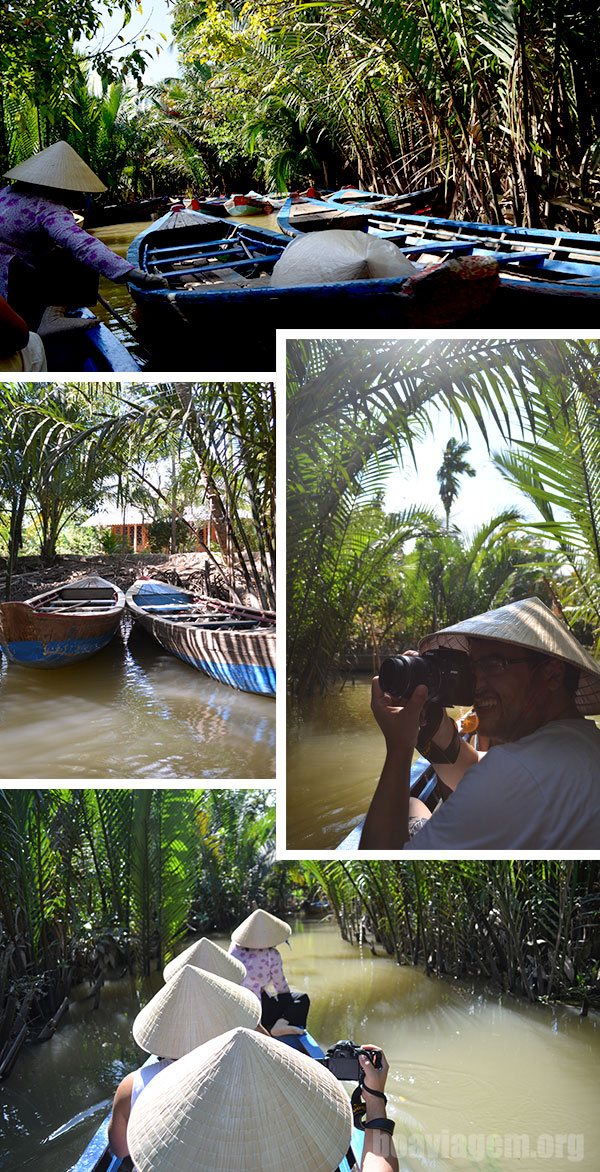 Delta do Rio Mekong: De canoa assim como os vietcongs no delta do Mekong