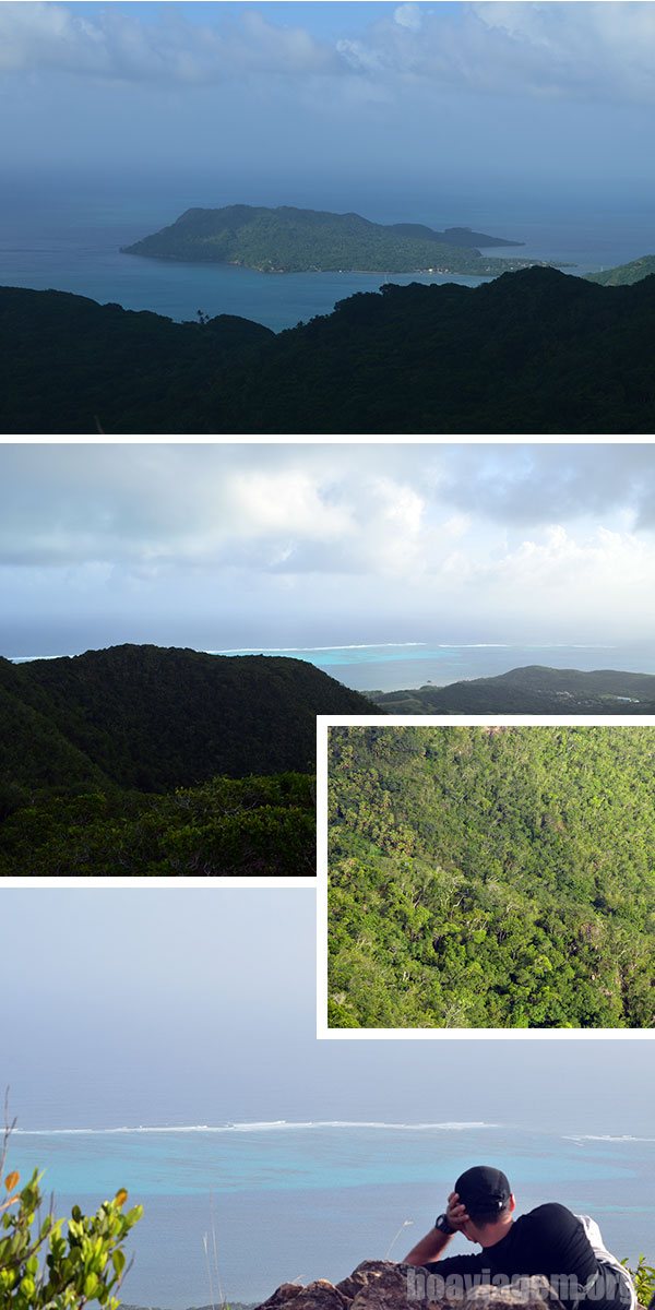 Admirando a paisagem no topo da Ilha de Providência