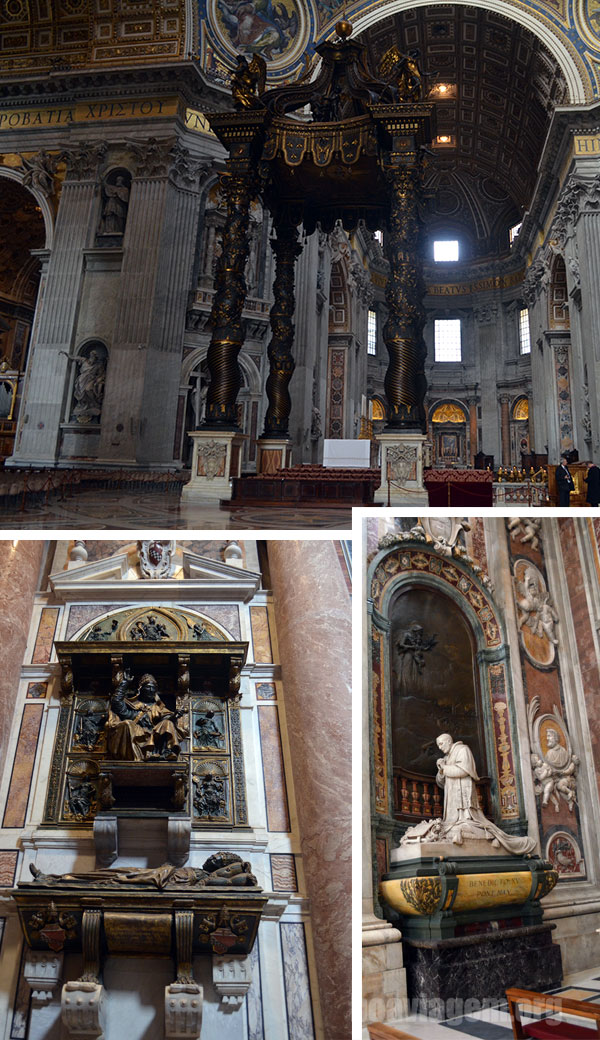 Detalhes de alguns tumulos de papas no Vaticano