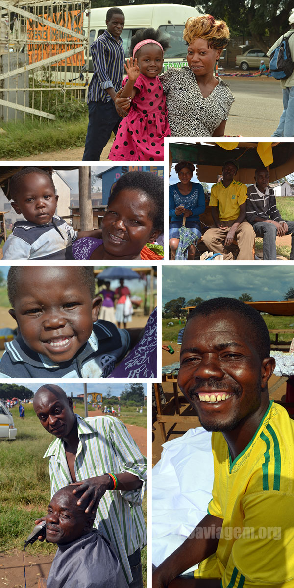 Pessoas e sorrisos em feira livre na capital do Zimbabwe