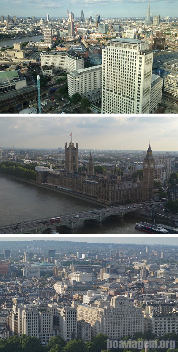 Paisagens impressionantes observadas desde as alturas da London Eye