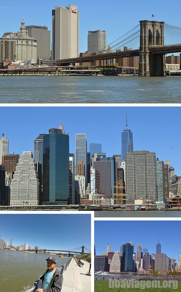 Ponte do Brooklyn e edifícios de Manhattan