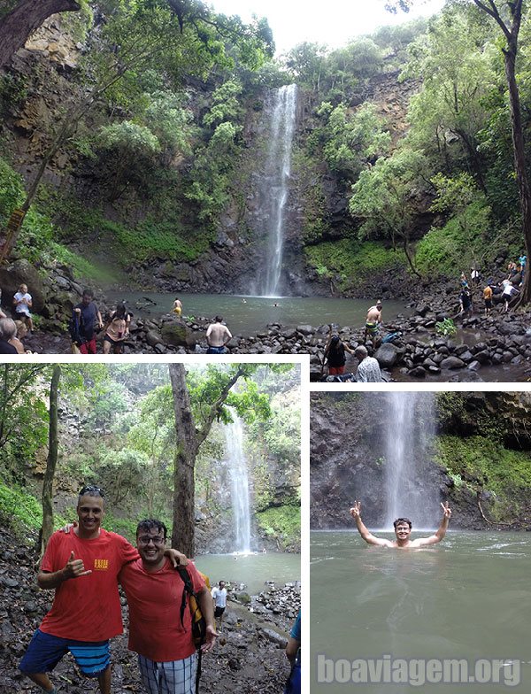 Banho revigorante de cachoeira antes de voltar pra Kapaa