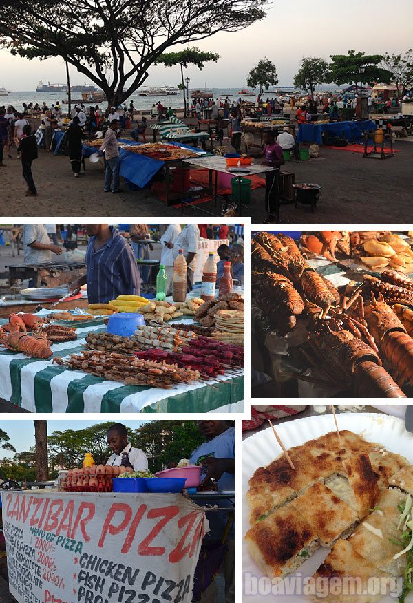 Feira de comidas e a fantástica pizza de Zanzibar