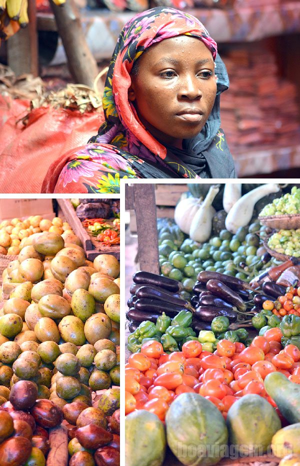Feirante e suas mercadorias em Zanzibar - Tanzânia