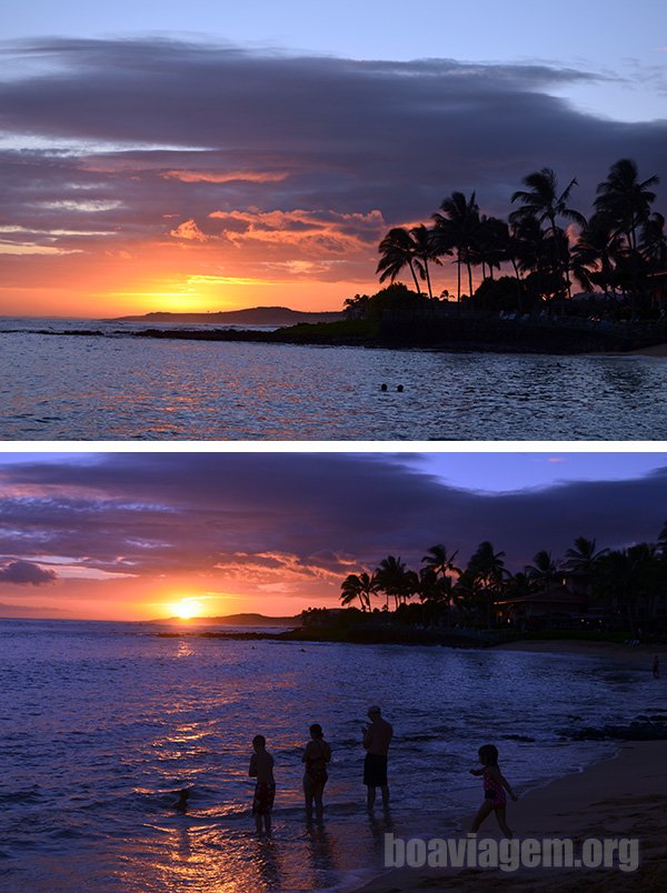 Pôr do sol sensacional na Poipu Beach - Kauai, Havaí