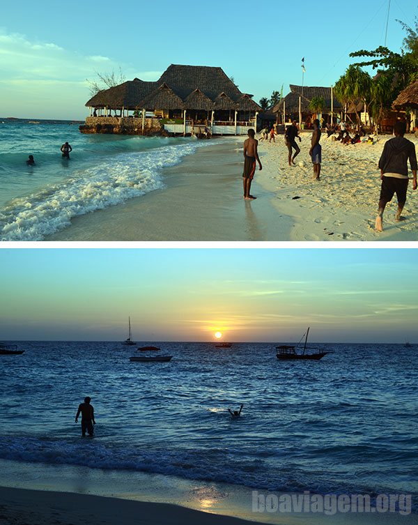 Fim do dia na praia mais linda de Zanzibar