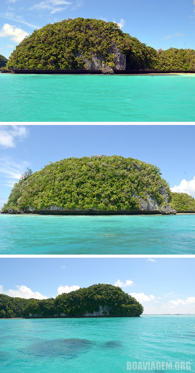 Rock Islands em um dia de céu azul e sol a pino