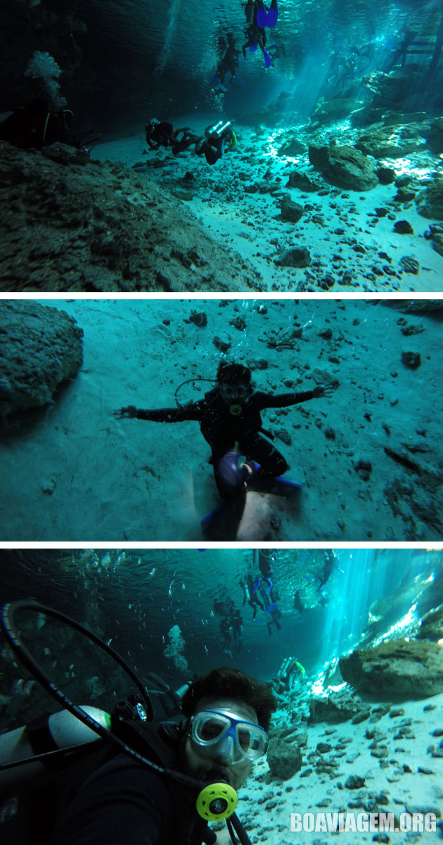 Mergulho com cilindro em caverna submersa no México