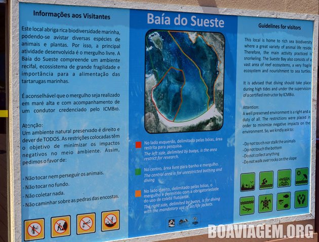 Placa informa turistas onde pode mergulhar no Sueste