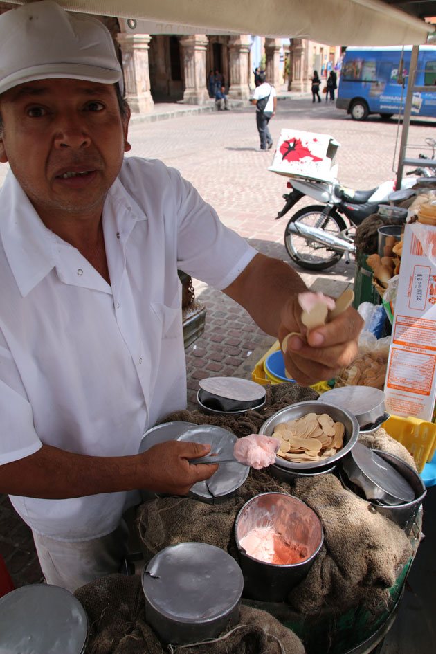 Sorvete caseiro mexicano nas ruas de Dolores Hidalgo
