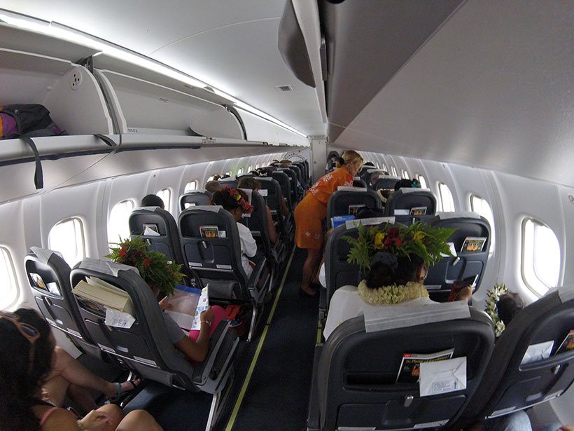 Cabine do avião da Air Tahiti Nui