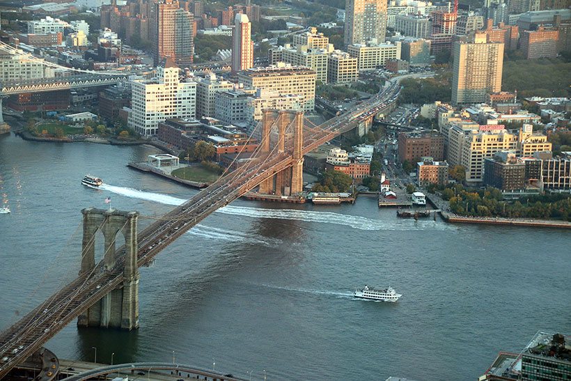 Vista panorâmica e aérea da Ponte do Brooklyn