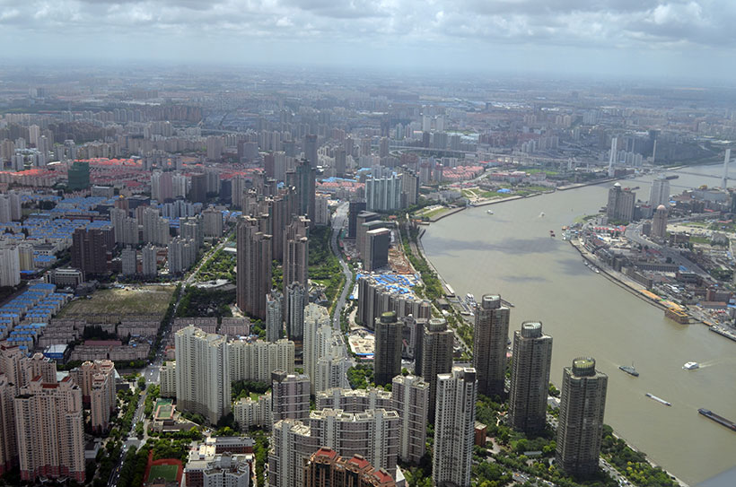 Paisagem dos edifícios no coração de Xangai