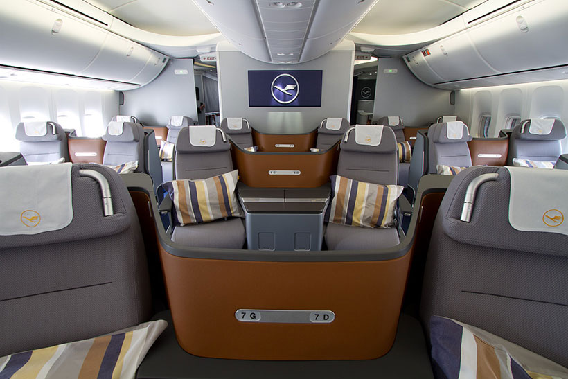 Assentos em classe executiva da alemã Lufthansa