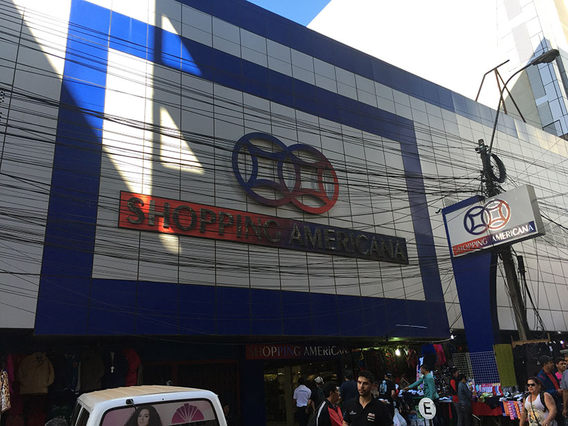 Fachada do Shopping Americana em Ciudad del Leste - PY / Lojas para comprar no Paraguai