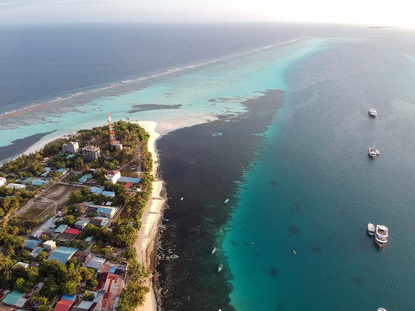 Dhangethi foto de drone nas maldivas