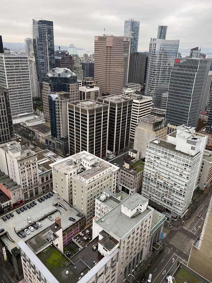 Centro financeiro de Vancouver visto do Vancouver Lookout