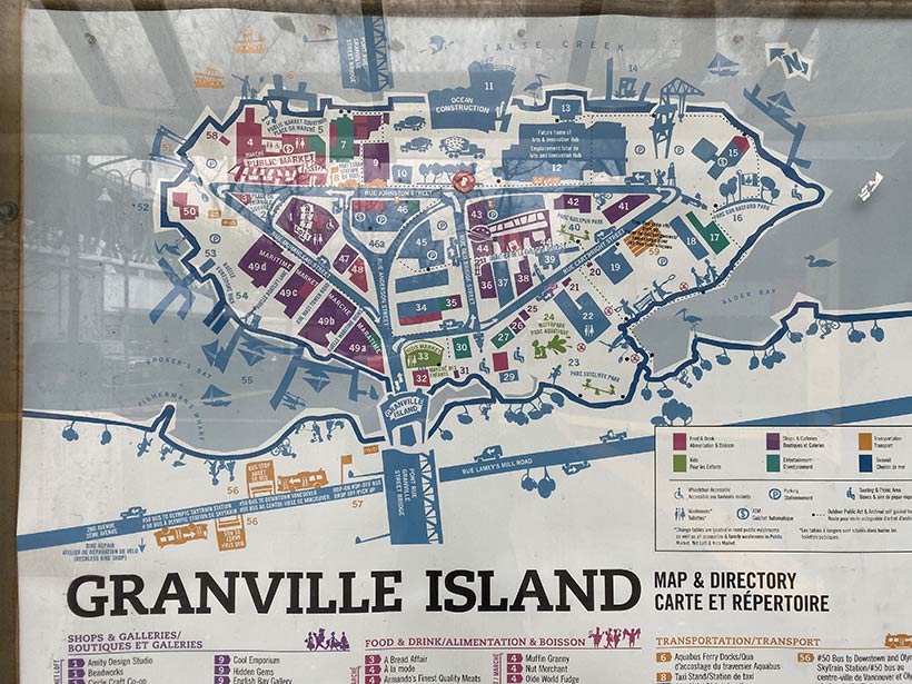 Mapa de Granville Island - Vancouver - Canadá